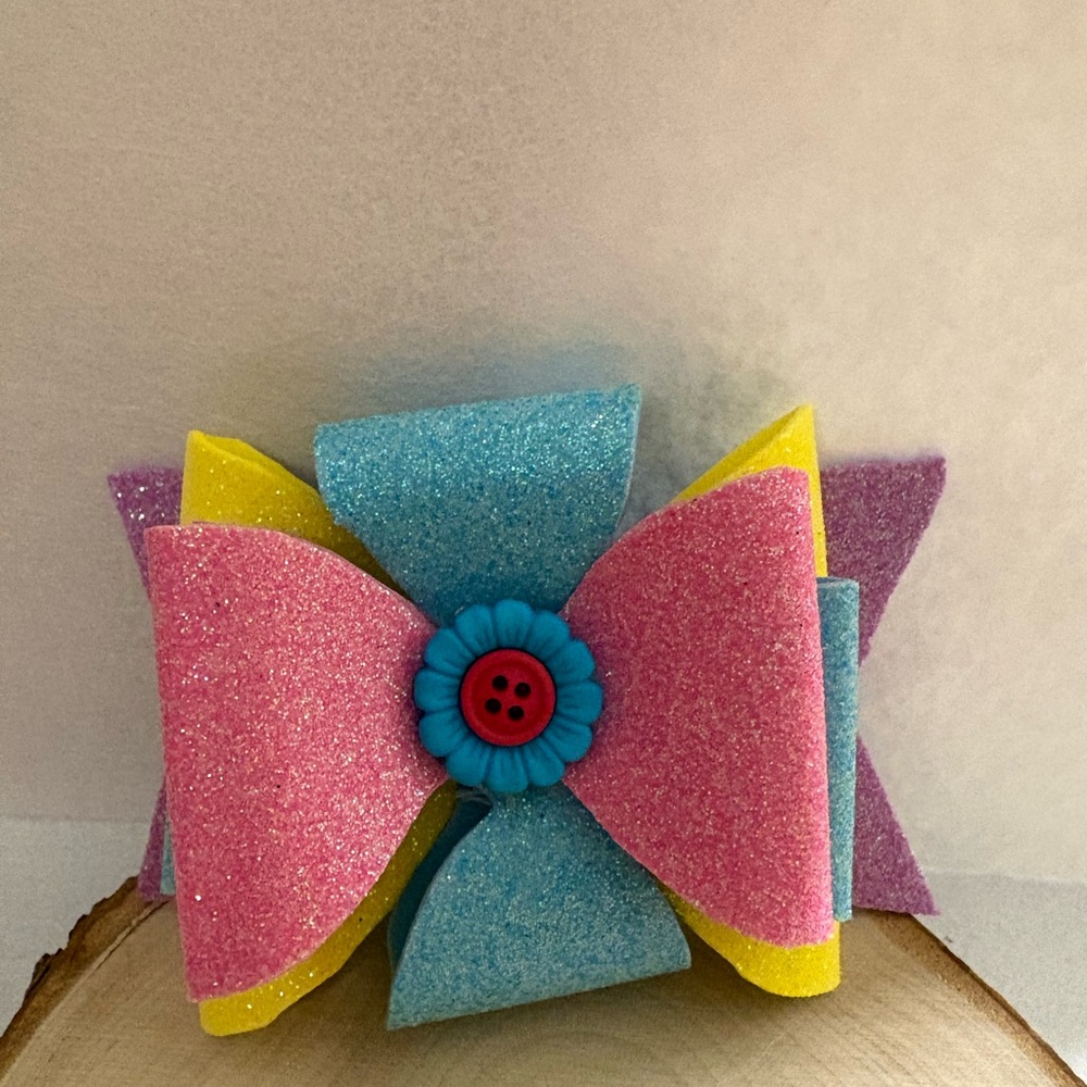 Multi-Colored Spring inspired Hair Bow Barrette Clip|Spring| Cheer